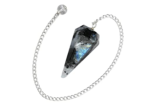 Gemstone Rainbow Moonstone Divination Pendulum - Dowsing Necklace