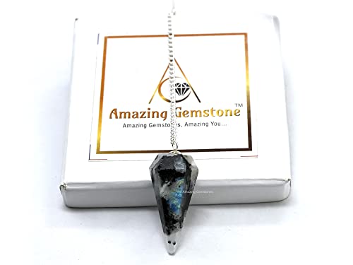 Gemstone Rainbow Moonstone Divination Pendulum - Dowsing Necklace