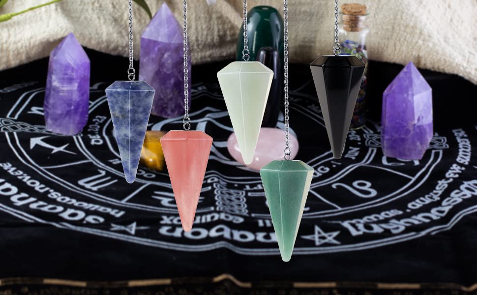 3pcs Mix Gemstone Pendulum for Spiritual Divination