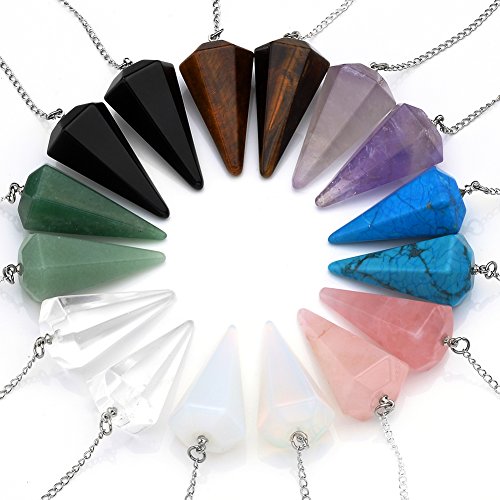 Amethyst, Rose Quartz & Clear Crystal Pendulums