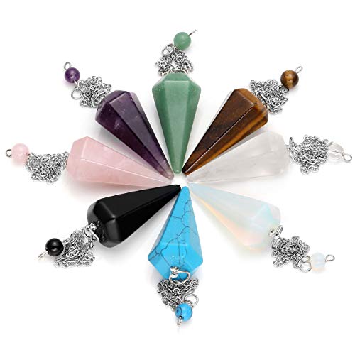Amethyst, Rose Quartz & Clear Crystal Pendulums