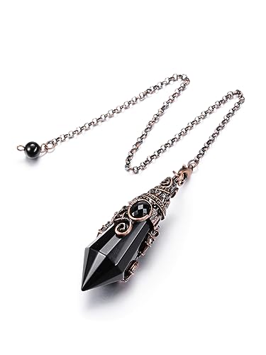 Black Obsidian Crystal Pendulum for Divination Scrying