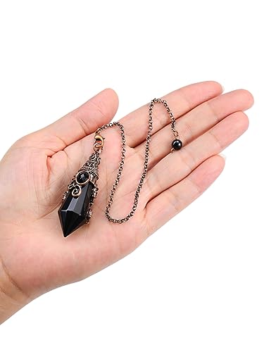 Black Obsidian Crystal Pendulum for Divination Scrying