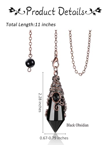 Black Obsidian Crystal Pendulum for Divination Scrying