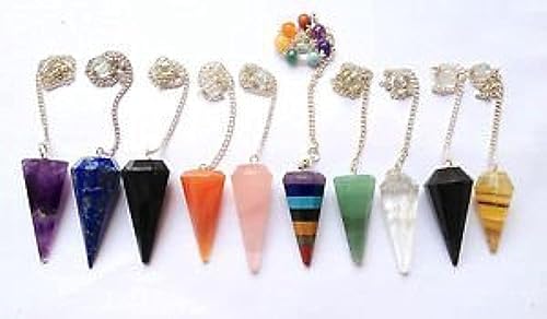 Gemstone Cone Pendulums – 7pc Crystal Dowser Gift