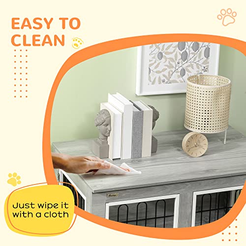 PawHut Large Indoor Dog Crate End Table, Wire Mesh