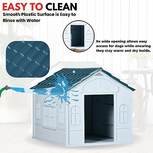 Large Waterproof Plastic Dog House for Indoor/Outdoor Use