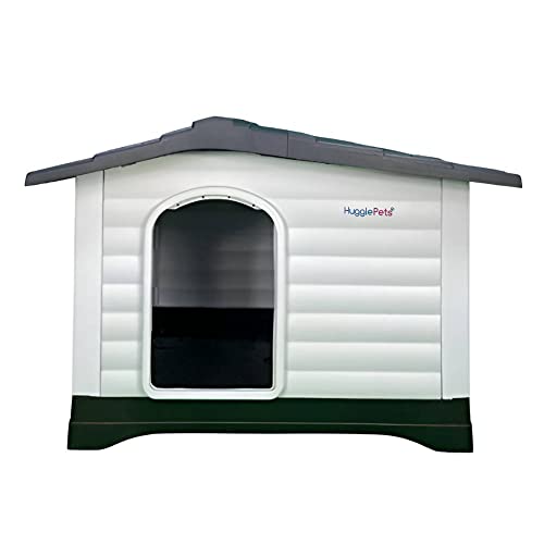 HugglePets Plastic Dog Kennel - Easy Clean Weatherproof Pet House