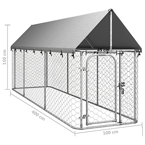 vidaXL Outdoor Dog Kennel with Roof for Patio
