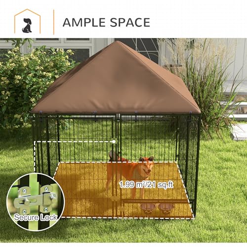 Outdoor Dog Kennel Playpen with Canopy 141 x 141 x 151 cm