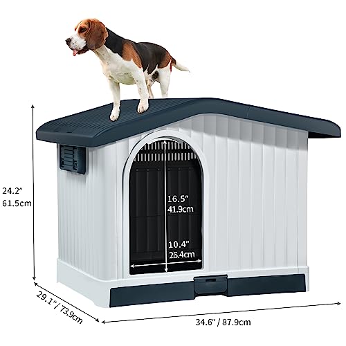 YITAHOME Large Plastic Dog House, Indoor Outdoor Kennel