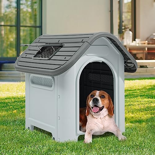 YITAHOME Water Resistant Plastic Dog House, Grey (75×59.2×66 cm)