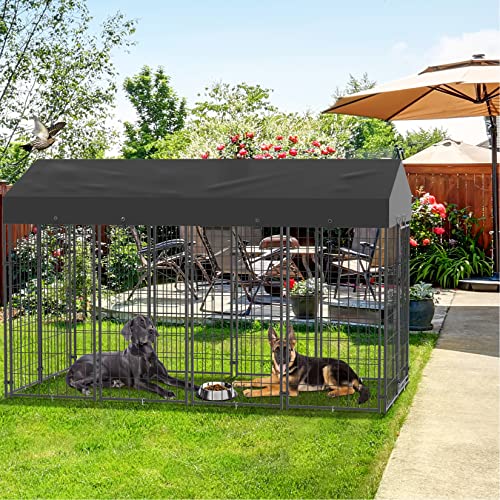 XL Outdoor Dog Kennel: Heavy Duty Pet House/Wire Cage with Canopy Roof