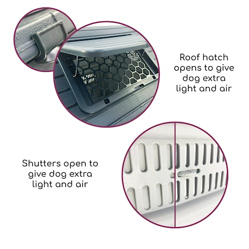 HugglePets Weatherproof Dog Kennel with Window, Grey Roof