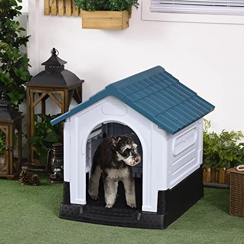 Outdoor Plastic Dog House for Miniature Dogs - Blue