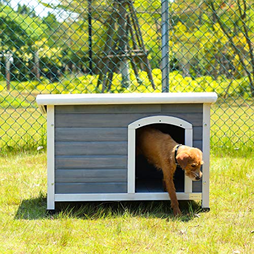 Petsfit Insulated Wooden Dog House with Pitched Roof