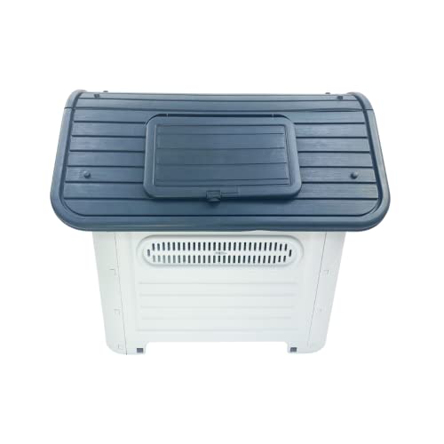 HugglePets Weatherproof Dog Kennel with Window, Grey Roof