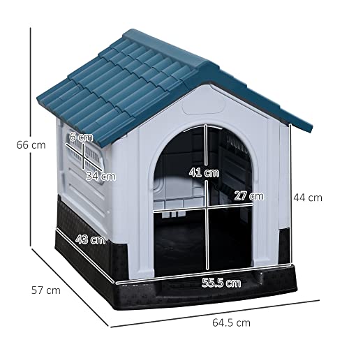 Outdoor Plastic Dog House for Miniature Dogs - Blue