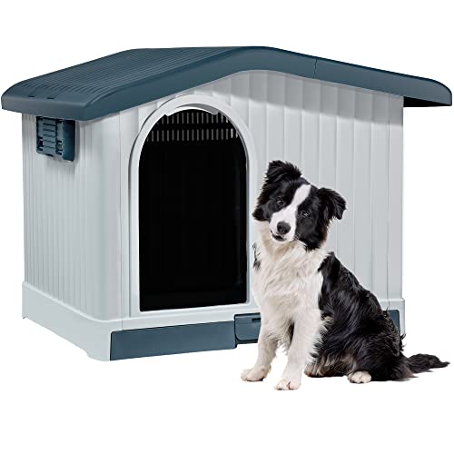 YITAHOME Large Plastic Dog House, Indoor Outdoor Kennel