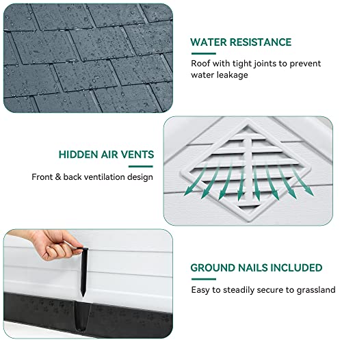 YITAHOME Large Grey Plastic Dog House, Indoor/Outdoor Kennel