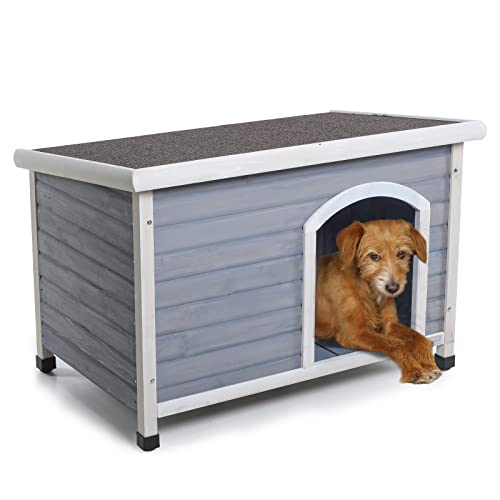 Petsfit Insulated Wooden Dog House with Pitched Roof