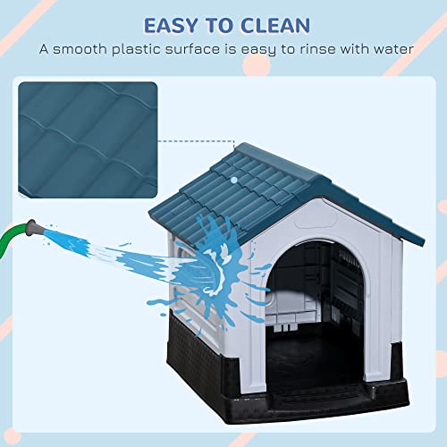 Outdoor Plastic Dog House for Miniature Dogs - Blue
