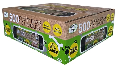 500 Doggy Bags with Tie Handles - Extra Strong