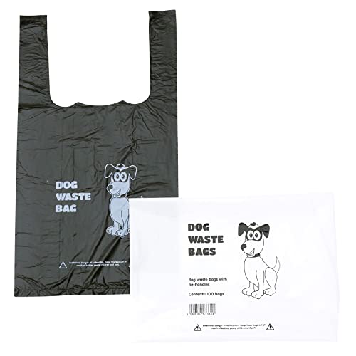 500 Black Dog Waste Bags with Tie Handles