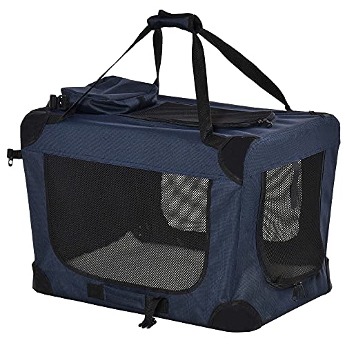 PawHut Foldable Pet Carrier for Small Dogs - Dark Blue