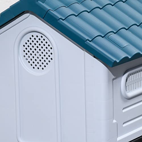 Outdoor Plastic Dog House for Miniature Dogs - Blue