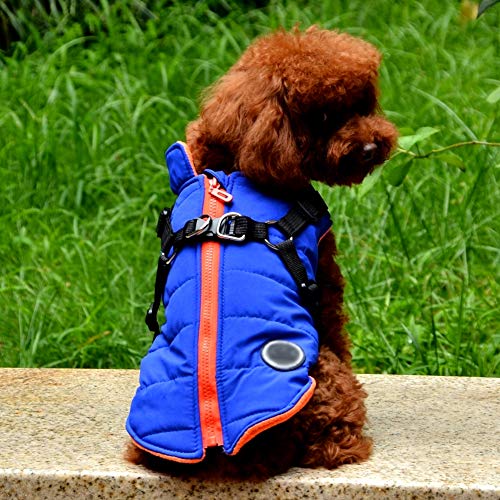 Waterproof Puffer Jacket with Harness for Small/Medium Dogs