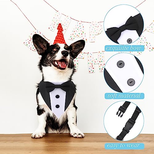 Adjustable Dog Tuxedo Bandana Collar with Bow Tie