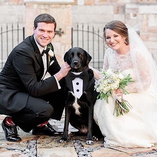 Adjustable Dog Tuxedo Bandana Collar with Bow Tie