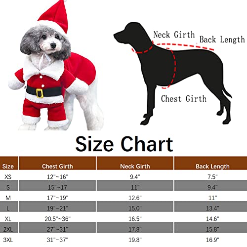 Christmas Pet Costume with Santa Claus Hat - Red, Large