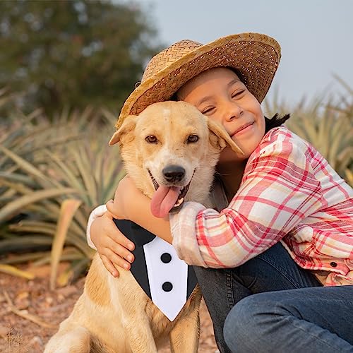 Adjustable Dog Tuxedo Bandana Collar with Bow Tie
