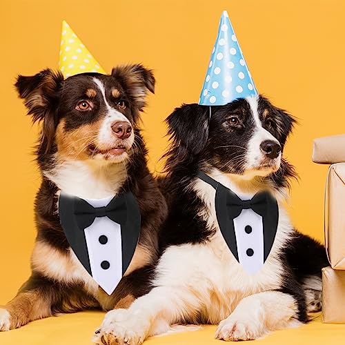 Adjustable Dog Tuxedo Bandana Collar with Bow Tie