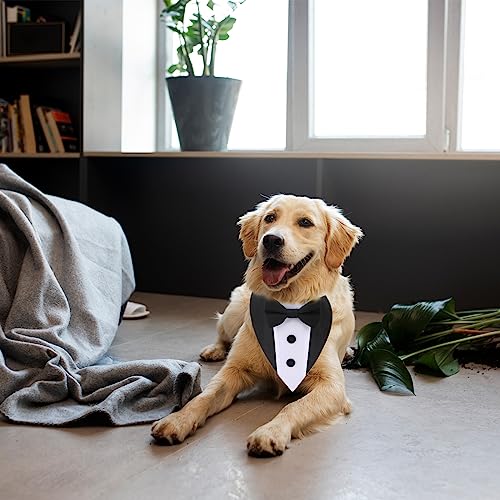 Adjustable Dog Tuxedo Bandana Collar with Bow Tie