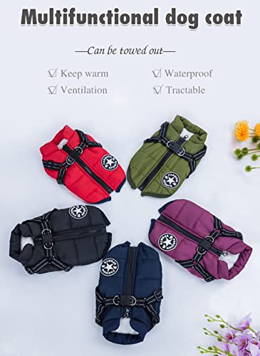 Waterproof Dog Puffer Jacket for Large Dogs (Green)