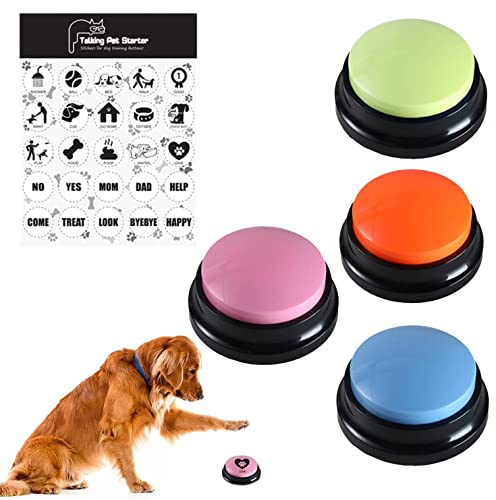 4Pack Recordable Dog Communication Buttons with Stickers