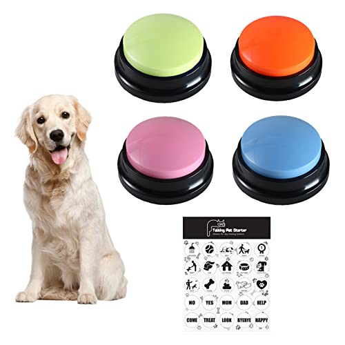 4Pack Recordable Dog Communication Buttons with Stickers