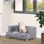 Cozy Plush Dog Sofa with Wooden Frame