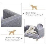 Cozy Plush Dog Sofa with Wooden Frame