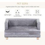 Cozy Plush Dog Sofa with Wooden Frame
