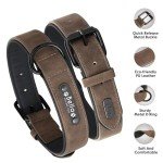 Custom Soft Leather Dog Collar with Nameplate