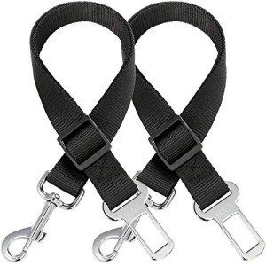 2 Dog Car Seat Belt Harness Restraints - Black