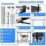 Adjustable Dog Grooming Arm with Nooses and Clamp