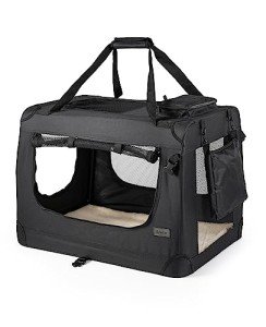 Foldable Dog Transport Box for Travel, Black