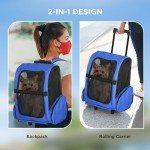 PawHut Pet Travel Backpack Carrier with Wheels