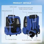 PawHut Pet Travel Backpack Carrier with Wheels