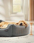 Large Linen-Look Dog Sofa Bed with Removable Cover